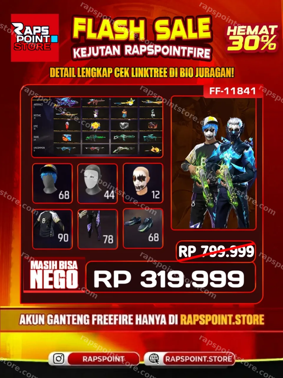 Face Joker V2, SHADOW EARTHSHAKER ON, ARCTIC BLUE, YINYANG BIRU, RAMADHAN ON, RAMBUT KAKASHI PINK, Angel Ungu ON, ANGEL PUTIH Harga
