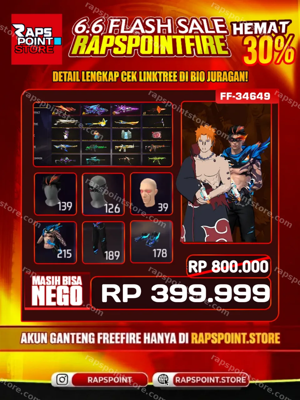 Evo Ak47 7, Evo M441 7, Sg 2 Evo Max, Sg 2 Peluru Suci, Sg 2 Mamba, Sg 2 Gurun, Sg 2 Trompet, Sg 2 Bunny,Midnight Vanguard On, Midnight Watcher Bundle On
